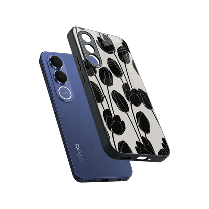 Midnight Rose sleek vivo v70 fe cover with tempered glass back and TPU edges