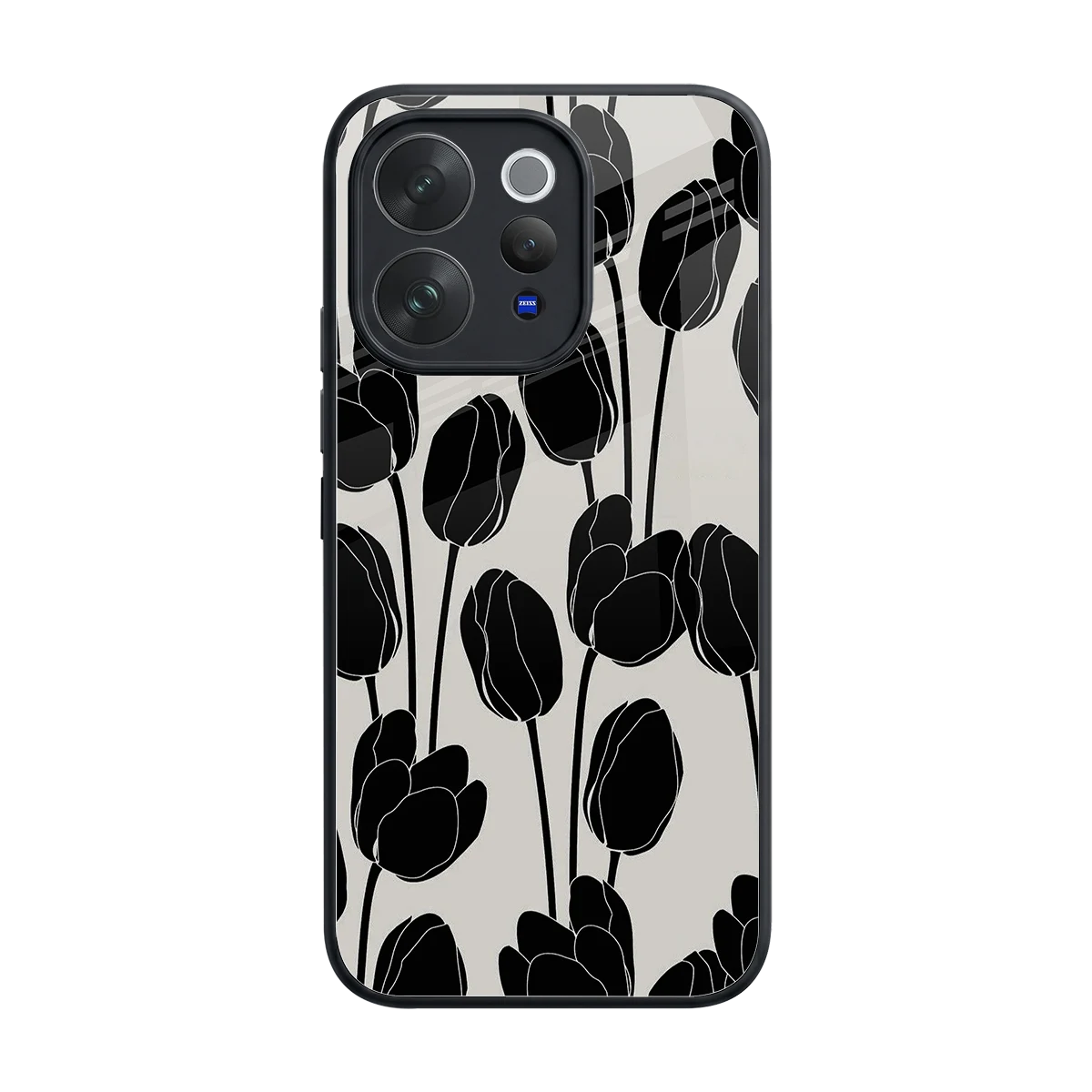 Midnight Rose back phone cover | glass case for vivo v70