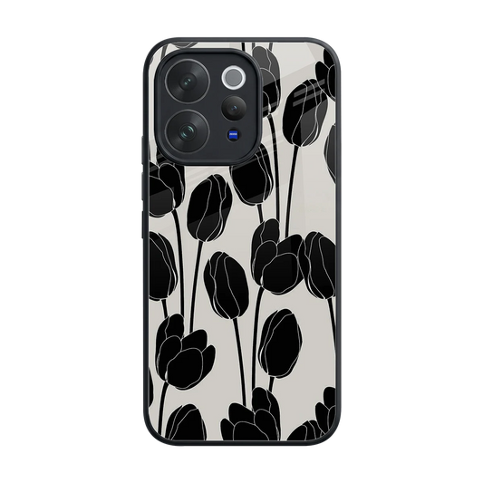 Midnight Rose back phone cover | glass case for vivo v70
