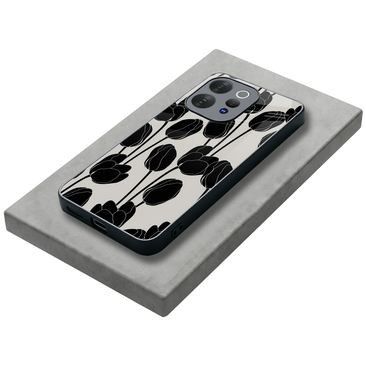 Midnight Rose stylish phone case for vivo v70 | glossy glass and slim fit