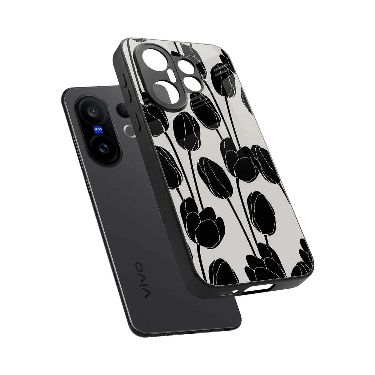 Midnight Rose sleek vivo x200 fe cover with tempered glass back and TPU edges
