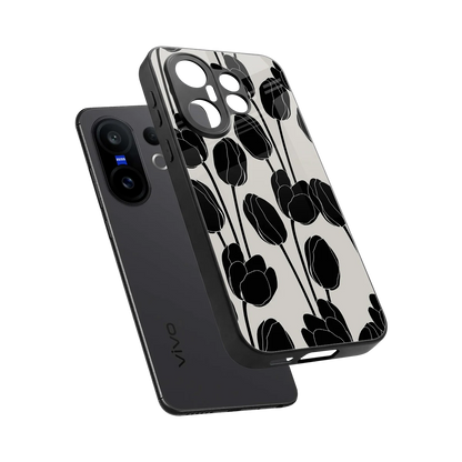 Midnight Rose sleek vivo x200 fe cover with tempered glass back and TPU edges
