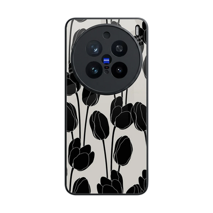 Midnight Rose back phone cover | glass case for vivo x200 pro