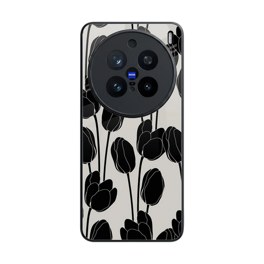 Midnight Rose back phone cover | glass case for vivo x200 pro