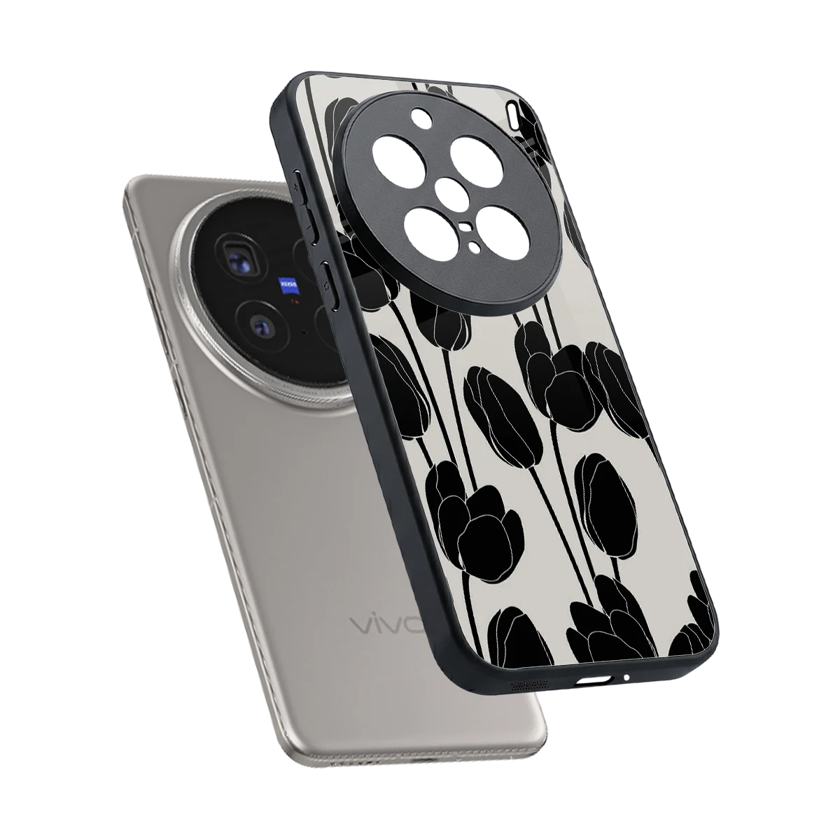 Midnight Rose sleek vivo x200 pro cover with tempered glass back and TPU edges
