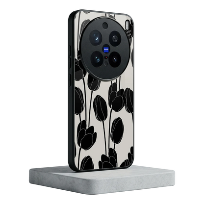 Midnight Rose vivo x200 pro mobile cover | shockproof glass phone case