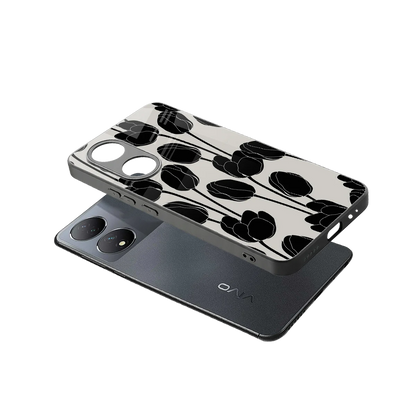 Midnight Rose sleek Vivo-y100 cover with tempered glass back and TPU edges