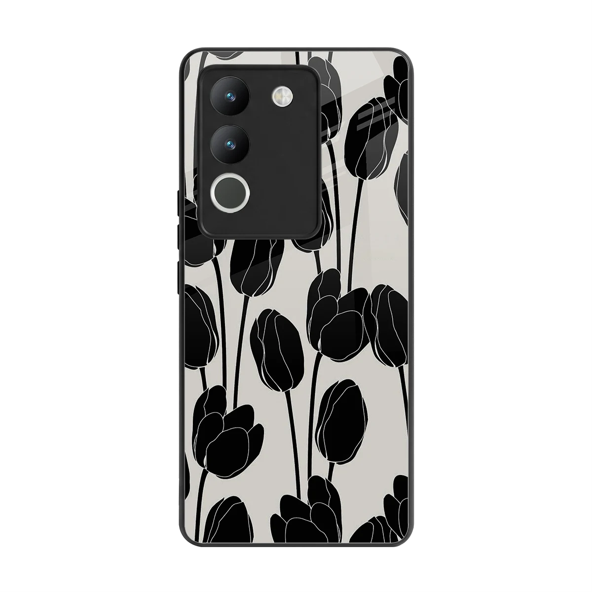 Midnight Rose back phone cover | glass case for vivo y200 5g