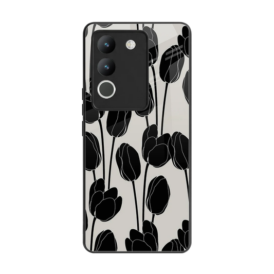 Midnight Rose back phone cover | glass case for vivo y200 5g