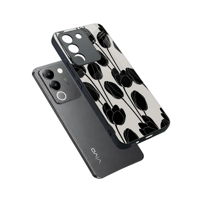 Midnight Rose sleek vivo y200 5g cover with tempered glass back and TPU edges