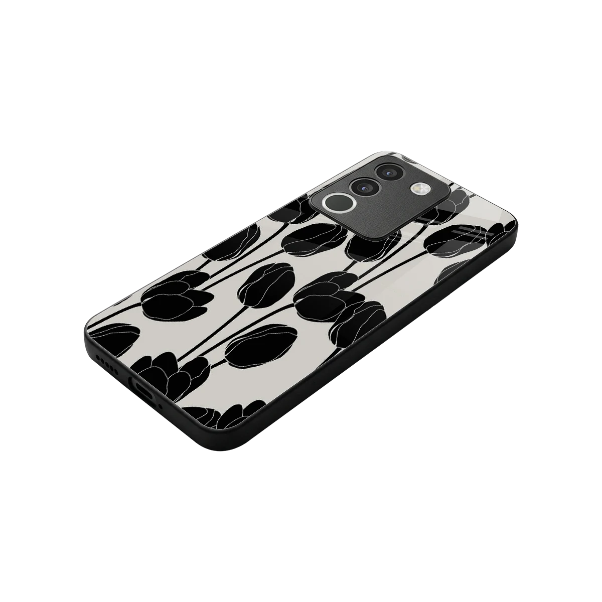 Midnight Rose stylish phone case for vivo y200 5g | glossy glass and slim fit