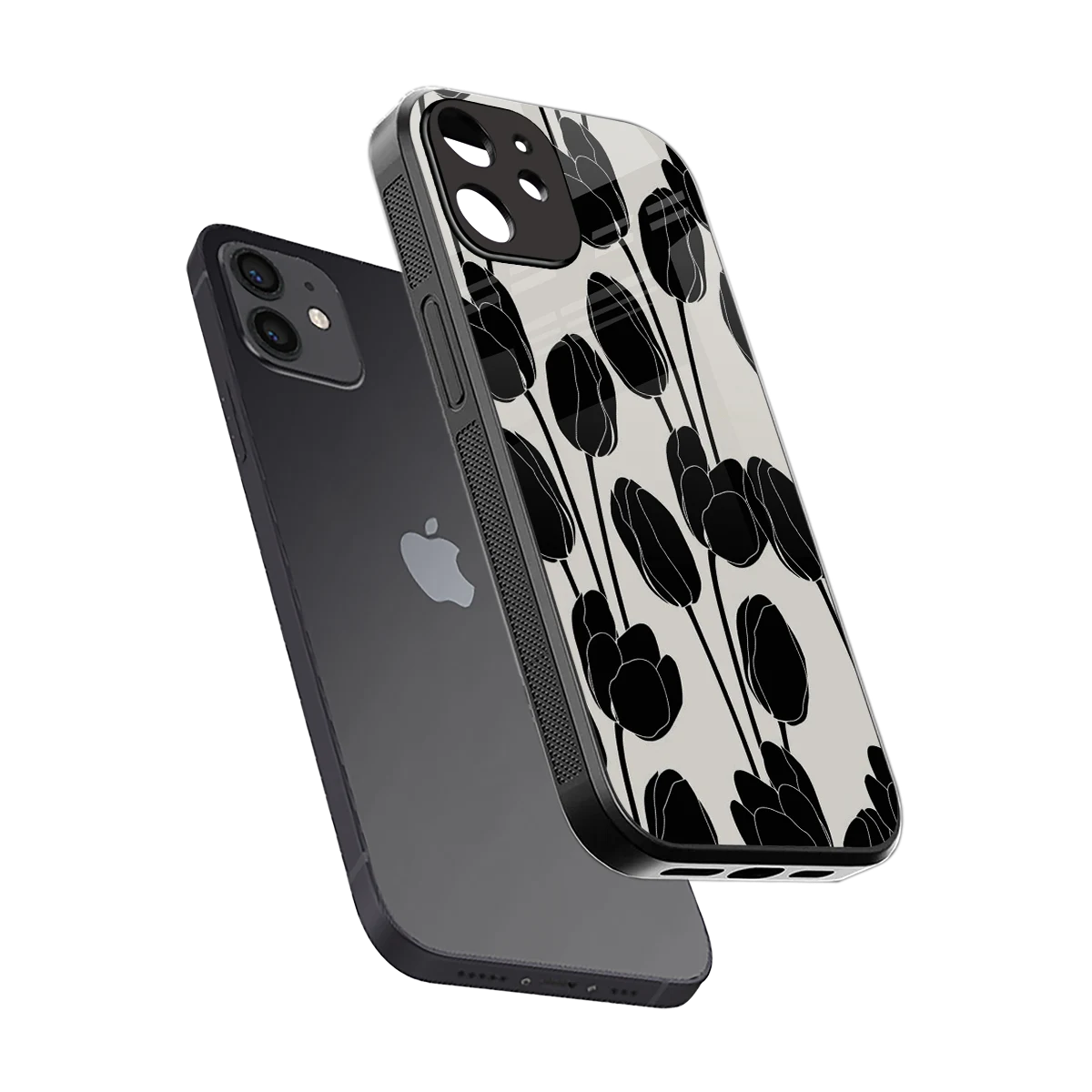 Midnight Rose sleek iphone 12 cover with tempered glass back and TPU edges