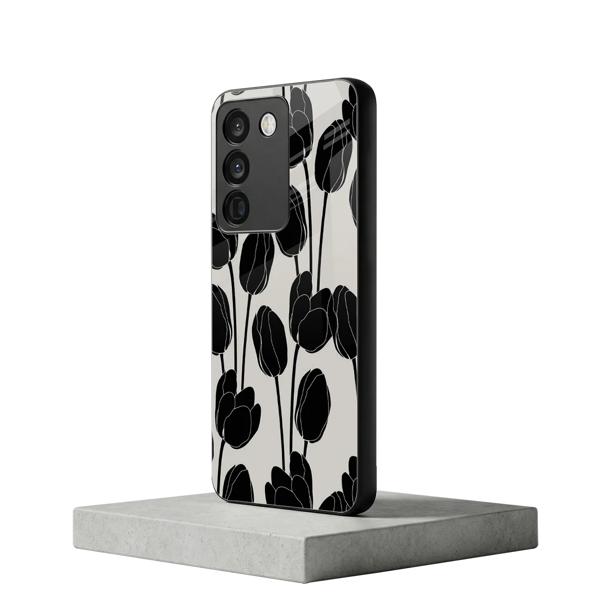 Midnight Rose vivo y200 5g mobile cover | shockproof glass phone case