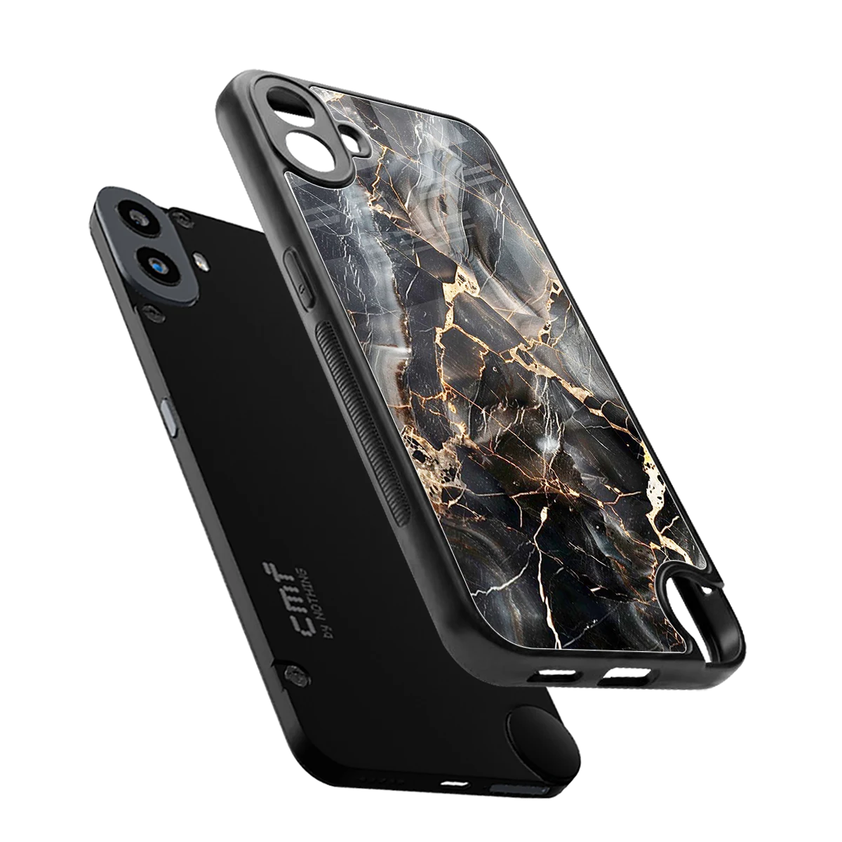 Midnight Veins sleek cmf nothing phone 1 cover with tempered glass back and TPU edges