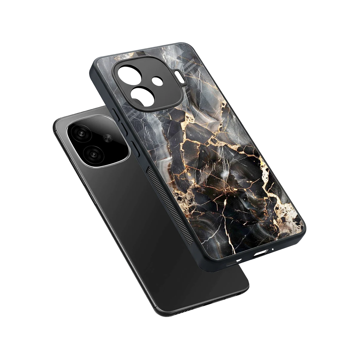 Midnight Veins sleek iqoo neo 10r 5g cover with tempered glass back and TPU edges