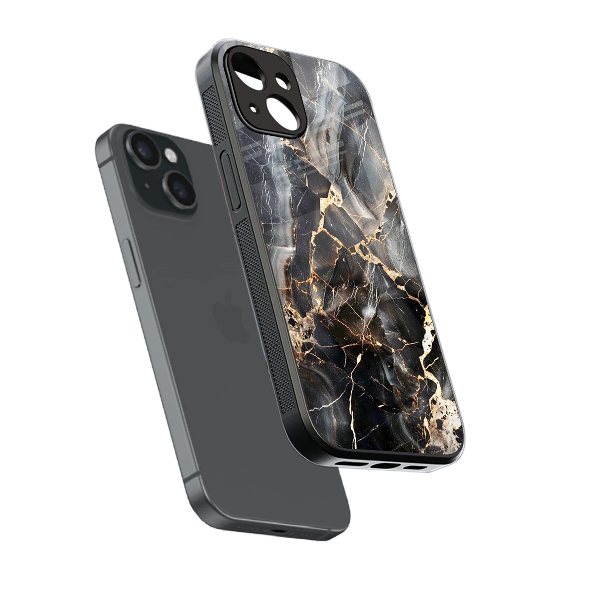 Midnight Veins sleek iphone 13 cover with tempered glass back and TPU edges