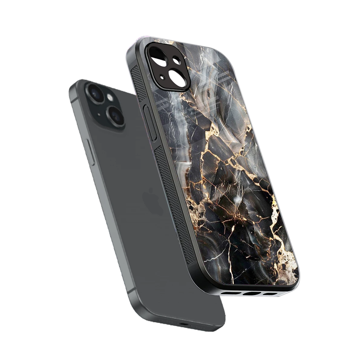 Midnight Veins sleek iphone 15 plus cover with tempered glass back and TPU edges