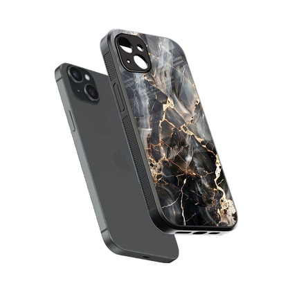 Midnight Veins sleek iphone 15 plus cover with tempered glass back and TPU edges