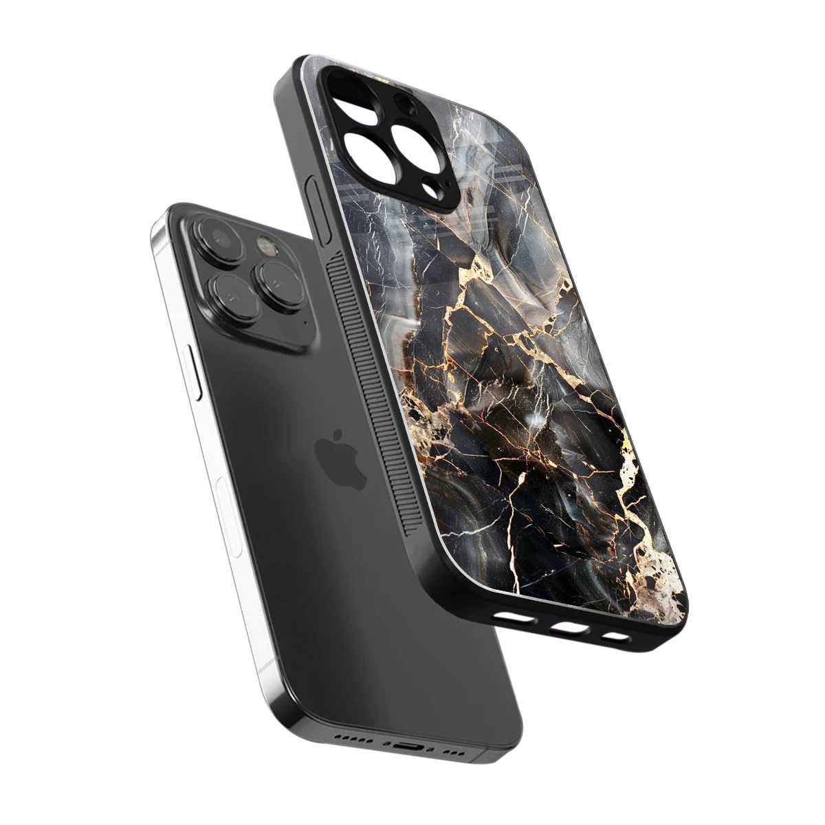 Midnight Veins sleek iphone 15 pro max cover with tempered glass back and TPU edges
