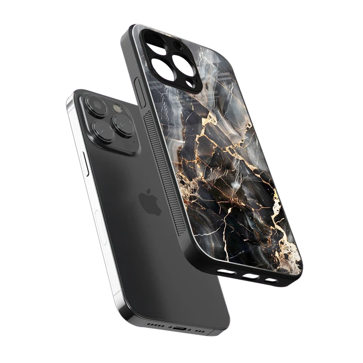 Midnight Veins sleek iphone 16 pro max cover with tempered glass back and TPU edges