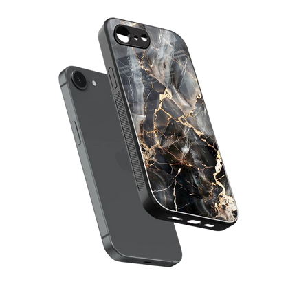Midnight Veins sleek iphone 16e cover with tempered glass back and TPU edges