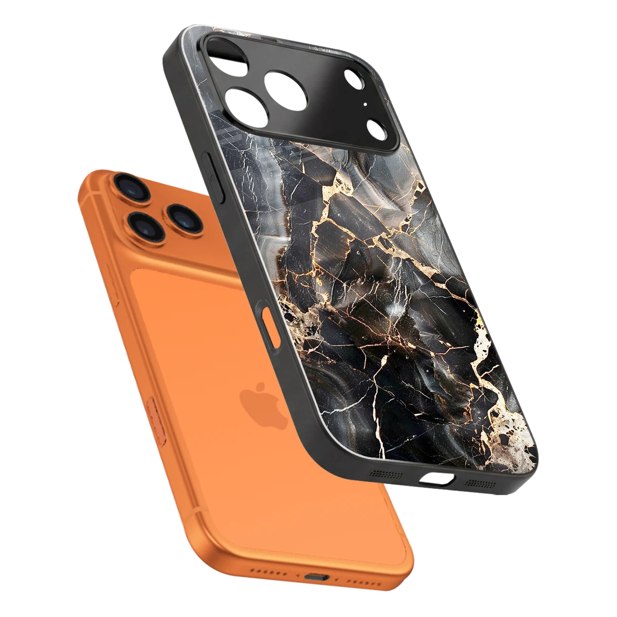 Midnight Veins sleek iphone 17 pro cover with tempered glass back and TPU edges