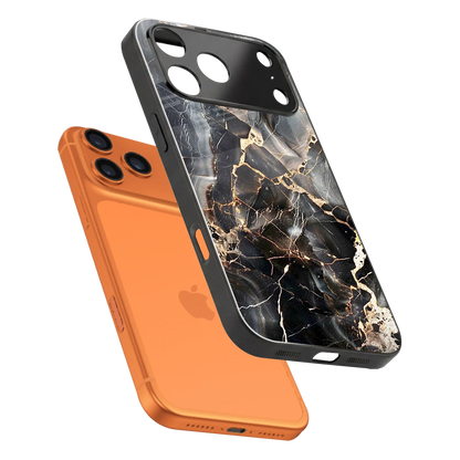 Midnight Veins sleek iphone 17 pro cover with tempered glass back and TPU edges