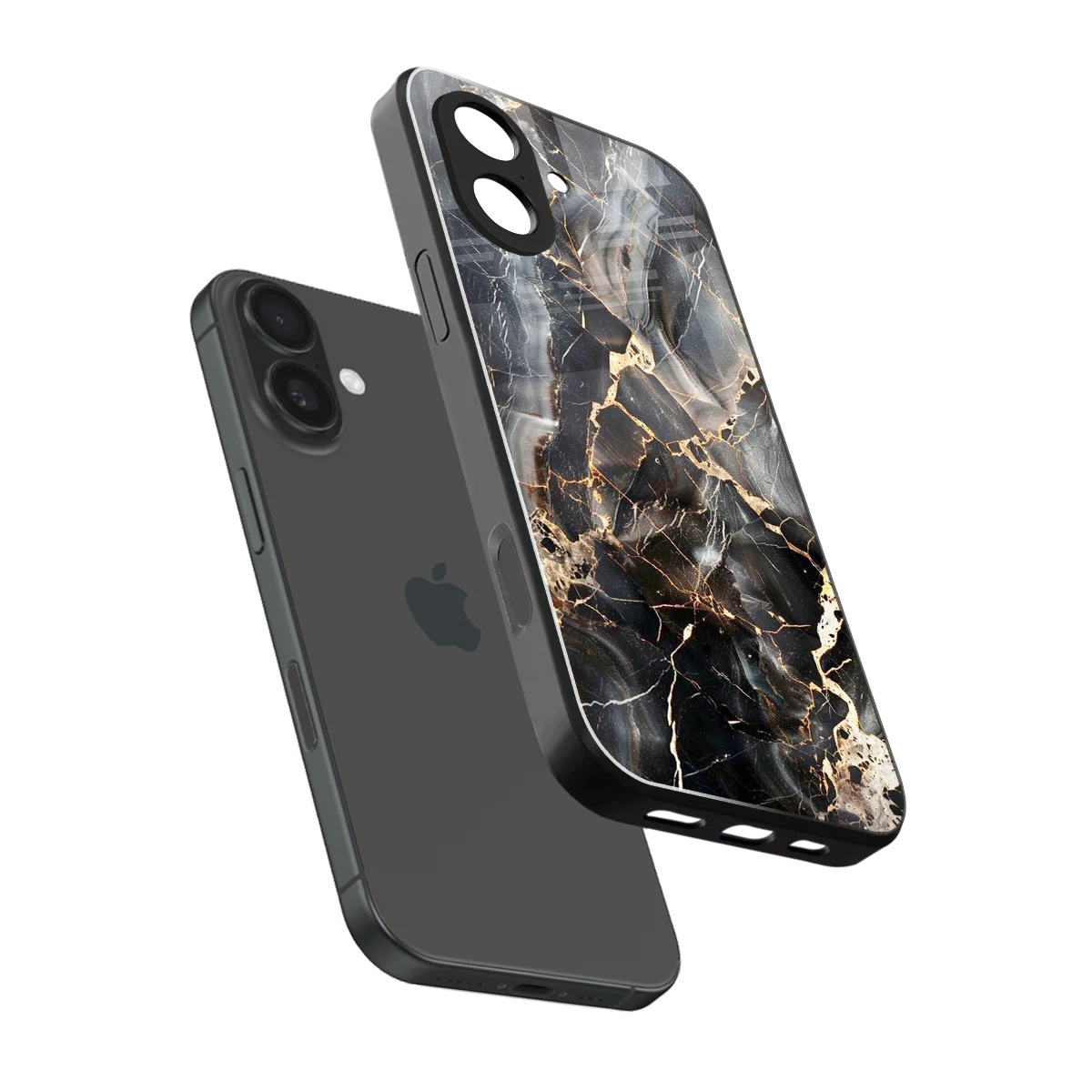 Midnight Veins sleek iphone 17 cover with tempered glass back and TPU edges