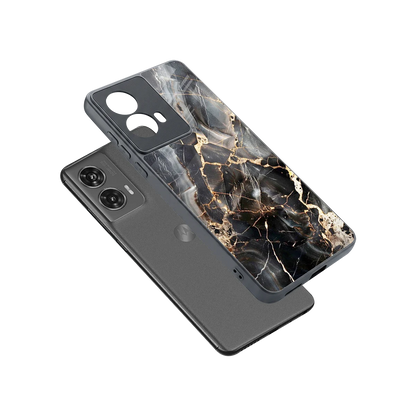 Midnight Veins sleek motorola edge 50 fusion cover with tempered glass back and TPU edges