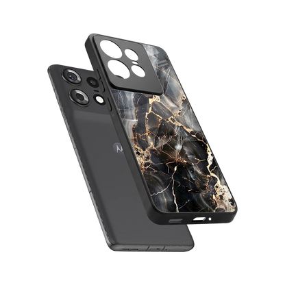 Midnight Veins sleek motorola edge 50 pro cover with tempered glass back and TPU edges