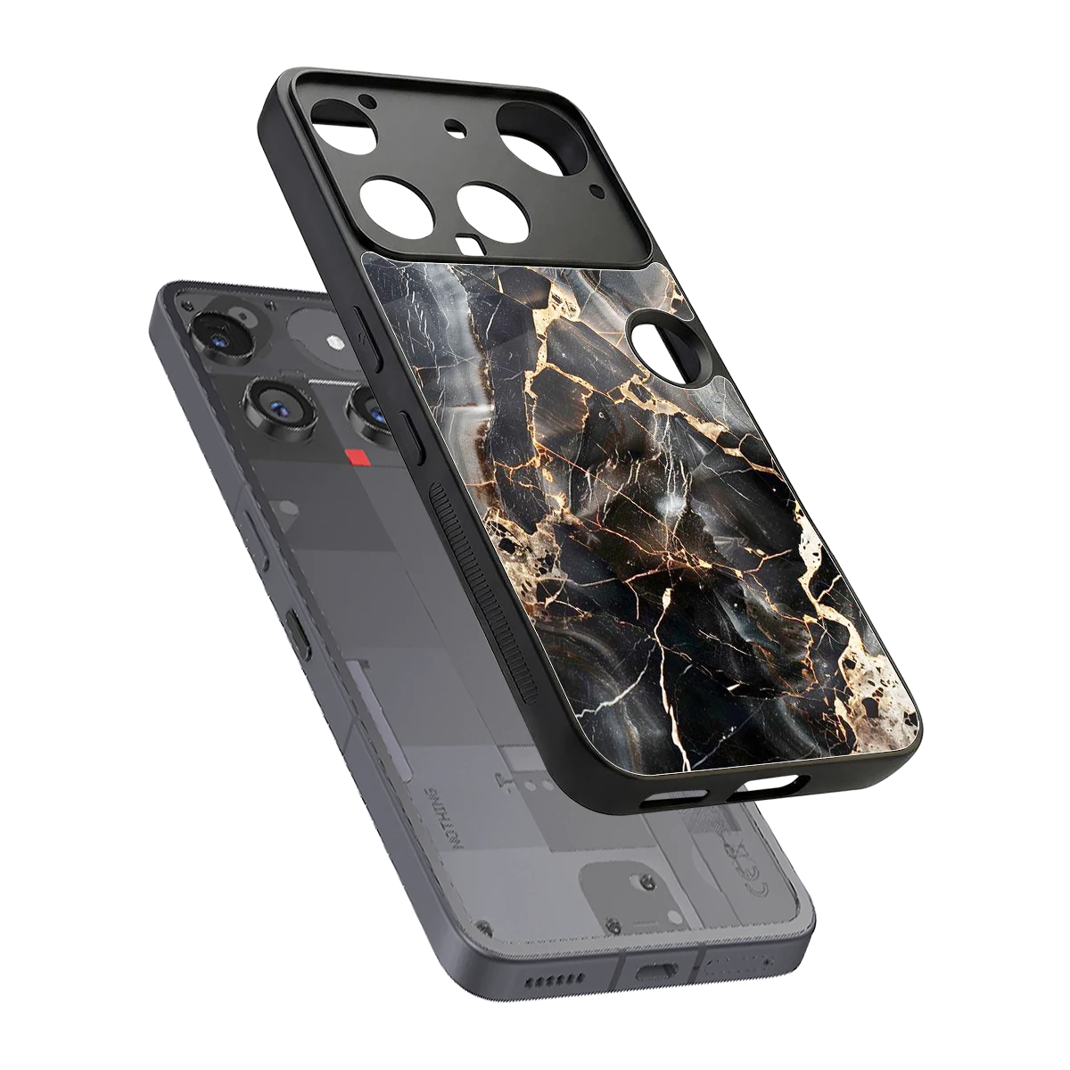 Midnight Veins sleek nothing phone 3 cover with tempered glass back and TPU edges