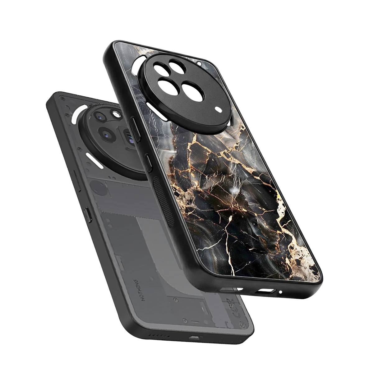 Midnight Veins sleek nothing phone 3a pro cover with tempered glass back and TPU edges