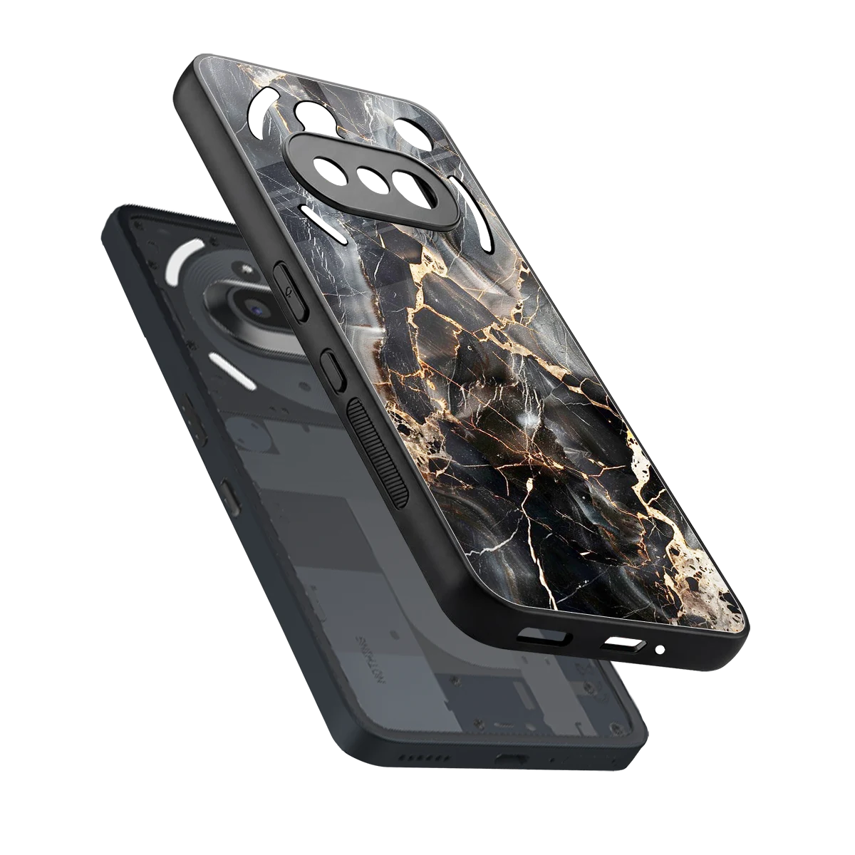 Midnight Veins sleek nothing phone 3a cover with tempered glass back and TPU edges