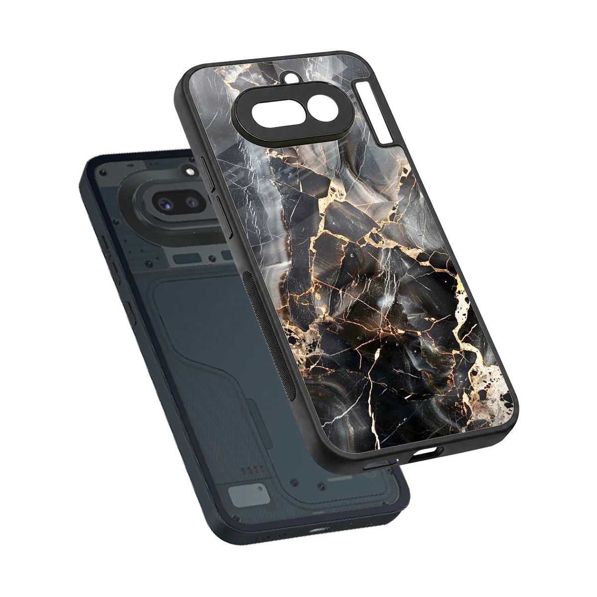 Midnight Veins sleek nothing phone 4a cover with tempered glass back and TPU edges