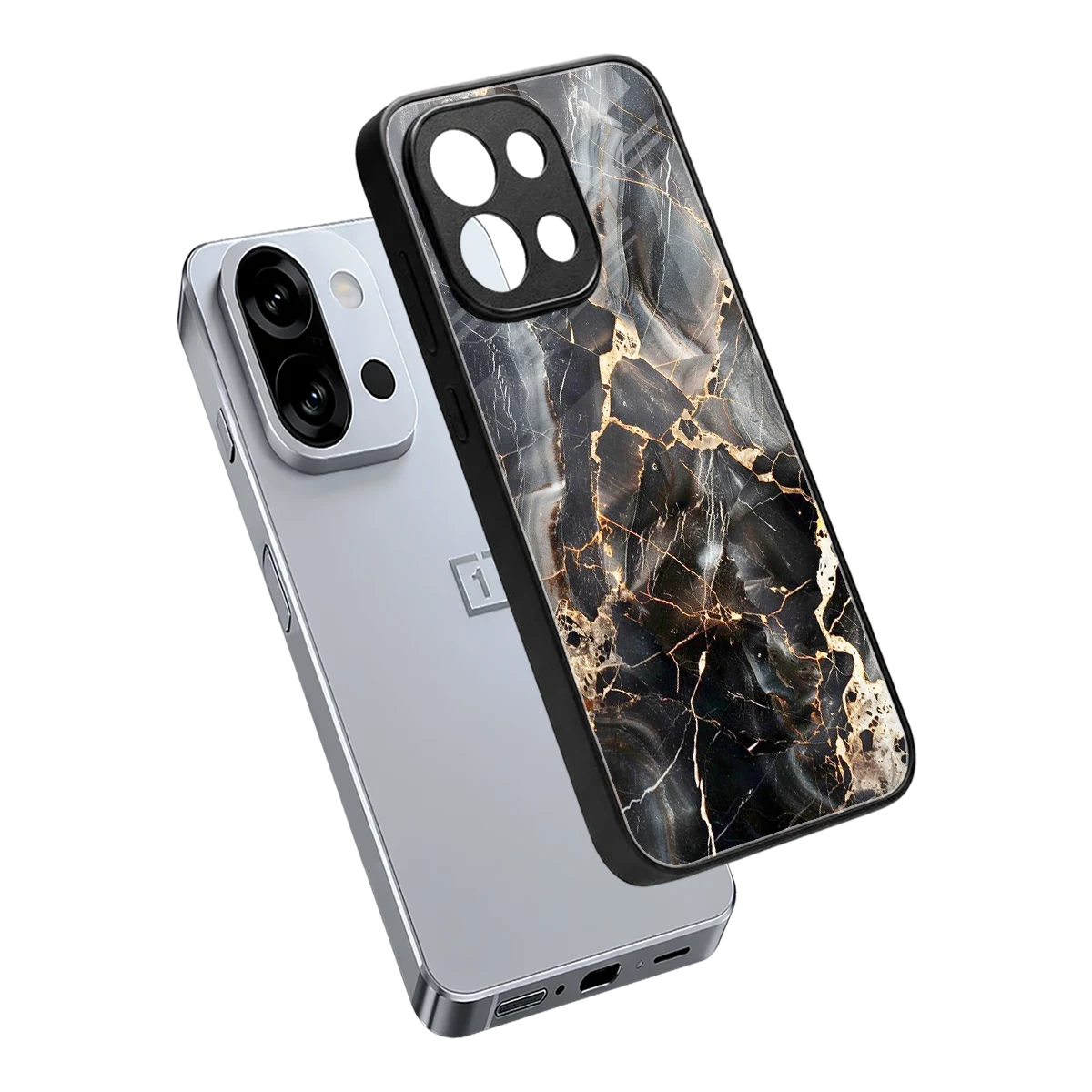 Midnight Veins sleek oneplus 13s cover with tempered glass back and TPU edges