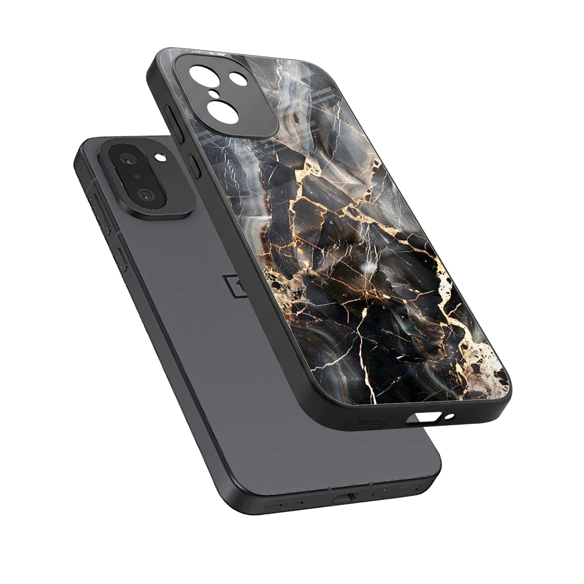 Midnight Veins sleek oneplus 15r cover with tempered glass back and TPU edges