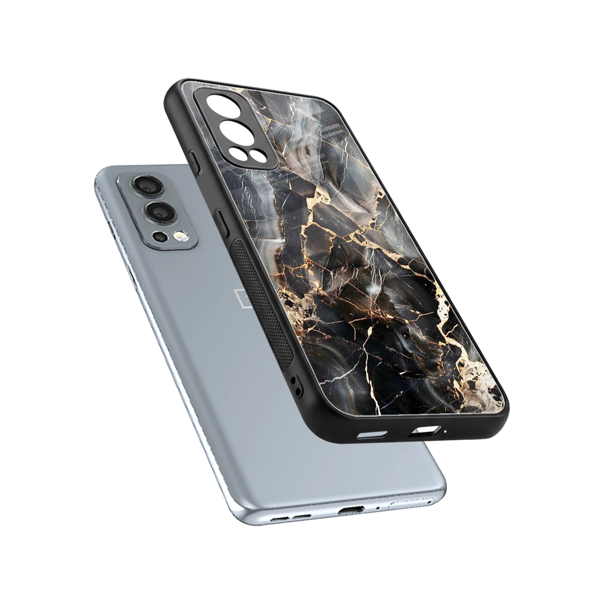 Midnight Veins sleek oneplus nord 2 cover with tempered glass back and TPU edges