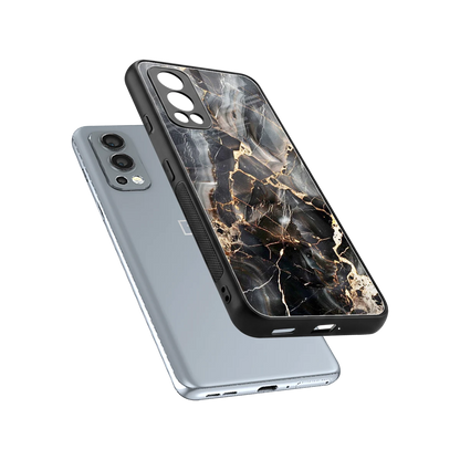 Midnight Veins sleek oneplus nord 2 cover with tempered glass back and TPU edges
