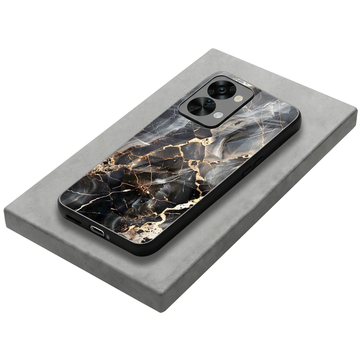 Midnight Veins stylish phone case for oneplus nord 2t | glossy glass and slim fit
