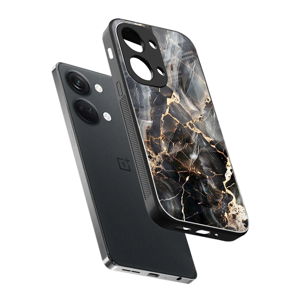 Midnight Veins sleek oneplus nord 3 cover with tempered glass back and TPU edges