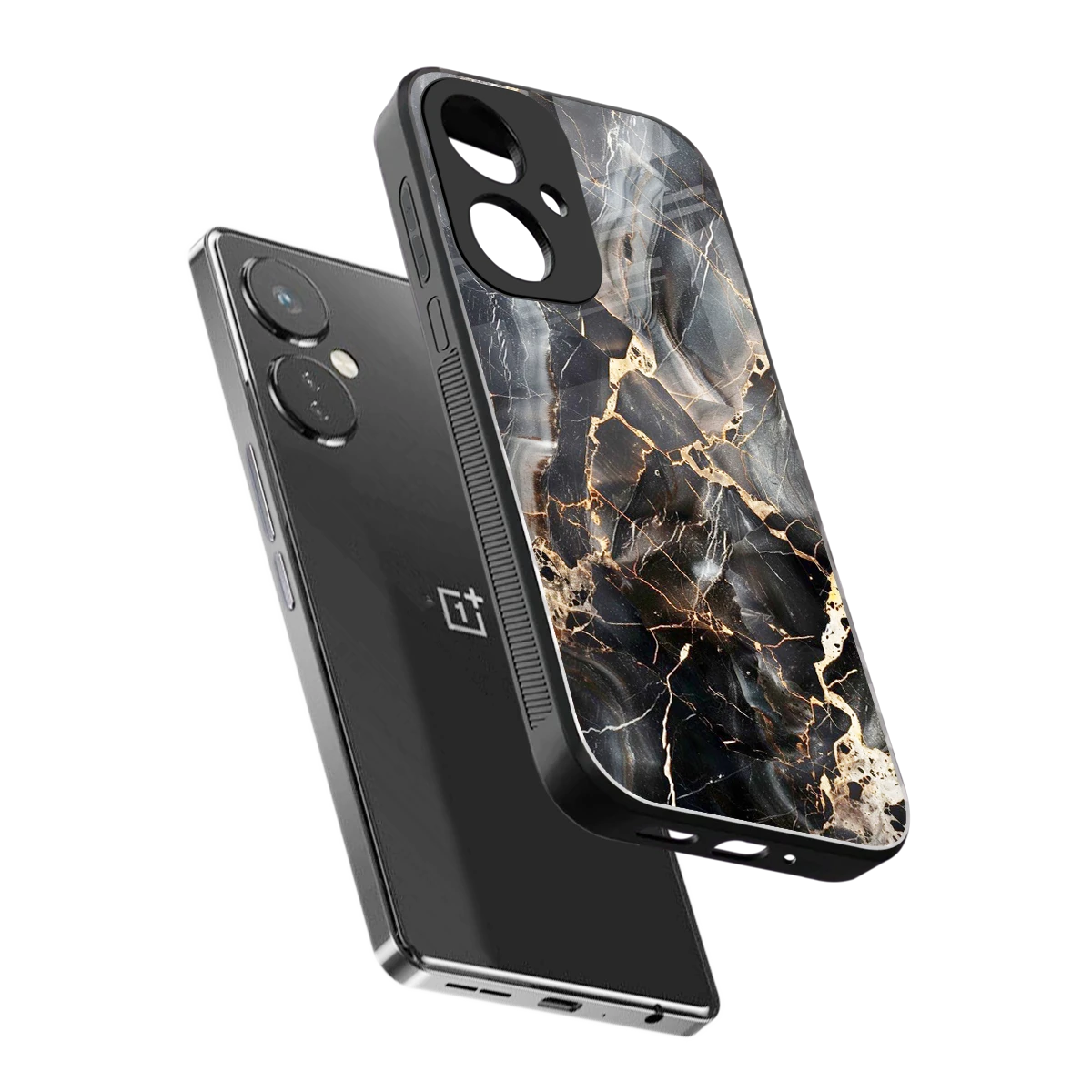 Midnight Veins sleek oneplus nord ce 3 cover with tempered glass back and TPU edges