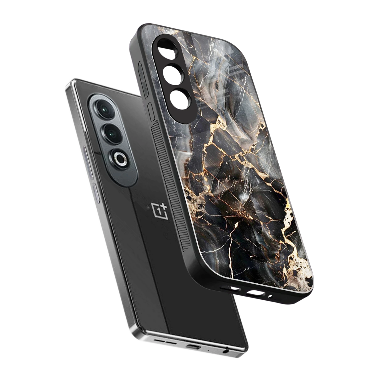 Midnight Veins sleek oneplus nord ce 4 cover with tempered glass back and TPU edges