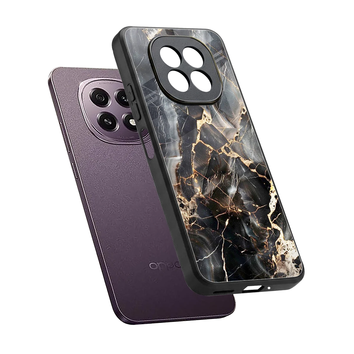 Midnight Veins sleek oppo f29 5g cover with tempered glass back and TPU edges