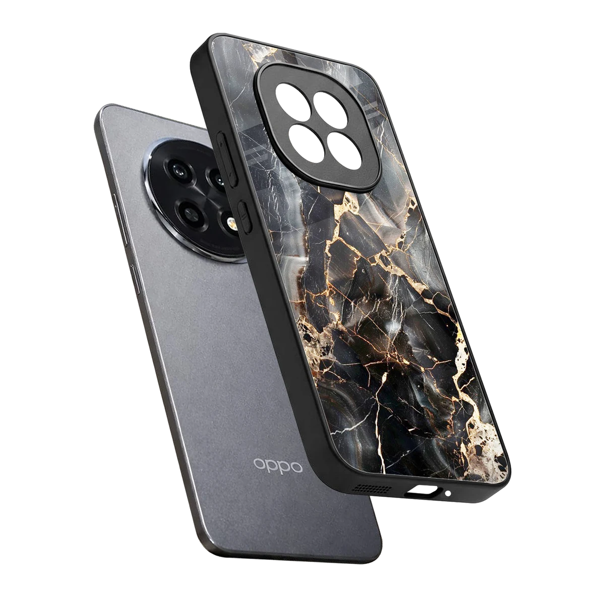 Midnight Veins sleek oppo f29 pro 5g cover with tempered glass back and TPU edges