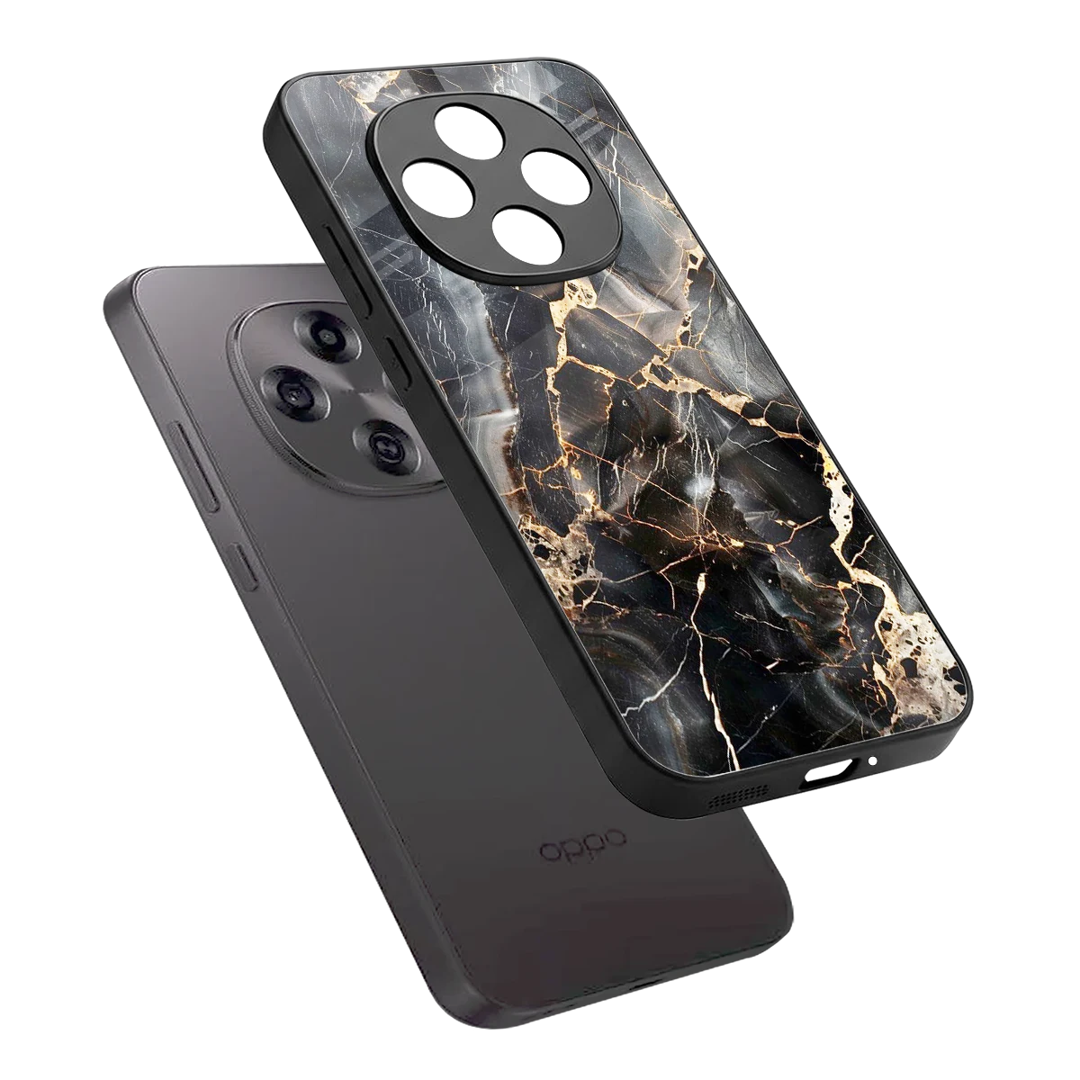 Midnight Veins sleek oppo f31 pro 5g cover with tempered glass back and TPU edges