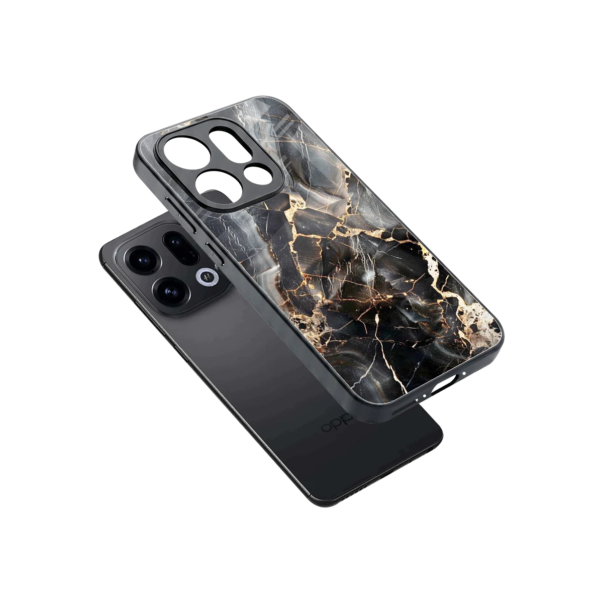 Midnight Veins sleek oppo find x9 cover with tempered glass back and TPU edges