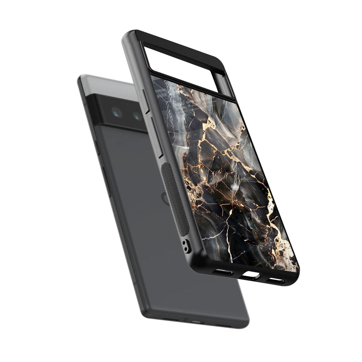 Midnight Veins sleek google pixel 6 pro cover with tempered glass back and TPU edges