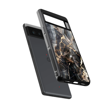 Midnight Veins sleek google pixel 6a cover with tempered glass back and TPU edges