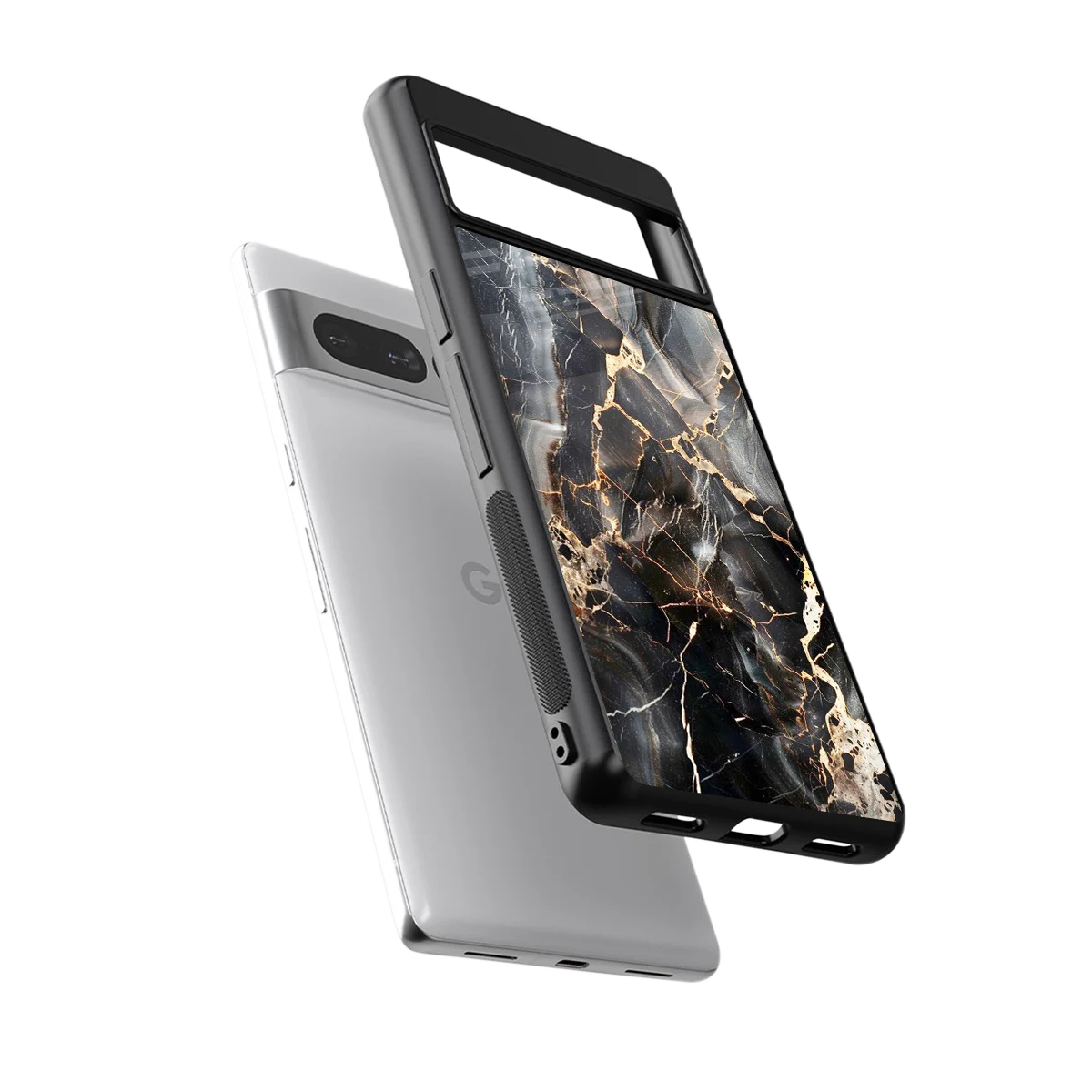 Midnight Veins sleek google pixel 7 pro cover with tempered glass back and TPU edges