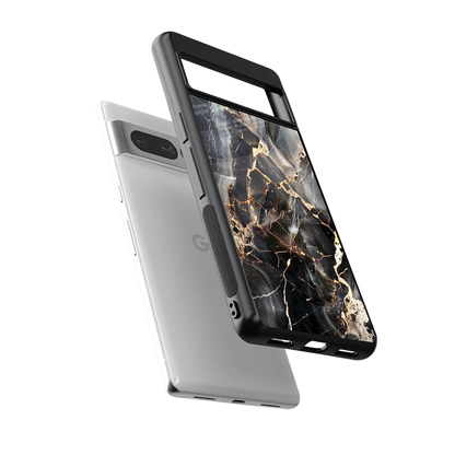 Midnight Veins sleek google pixel 7 pro cover with tempered glass back and TPU edges